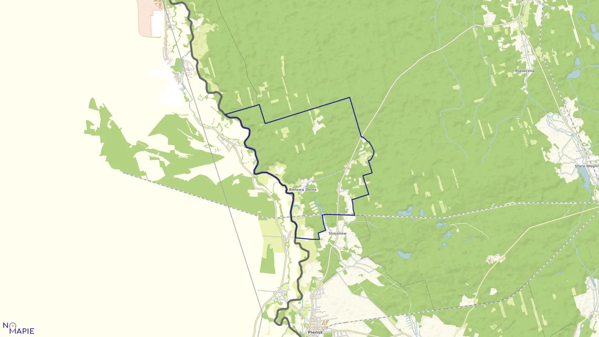 Mapa obrębu BIELAWA DOLNA w gminie Pieńsk