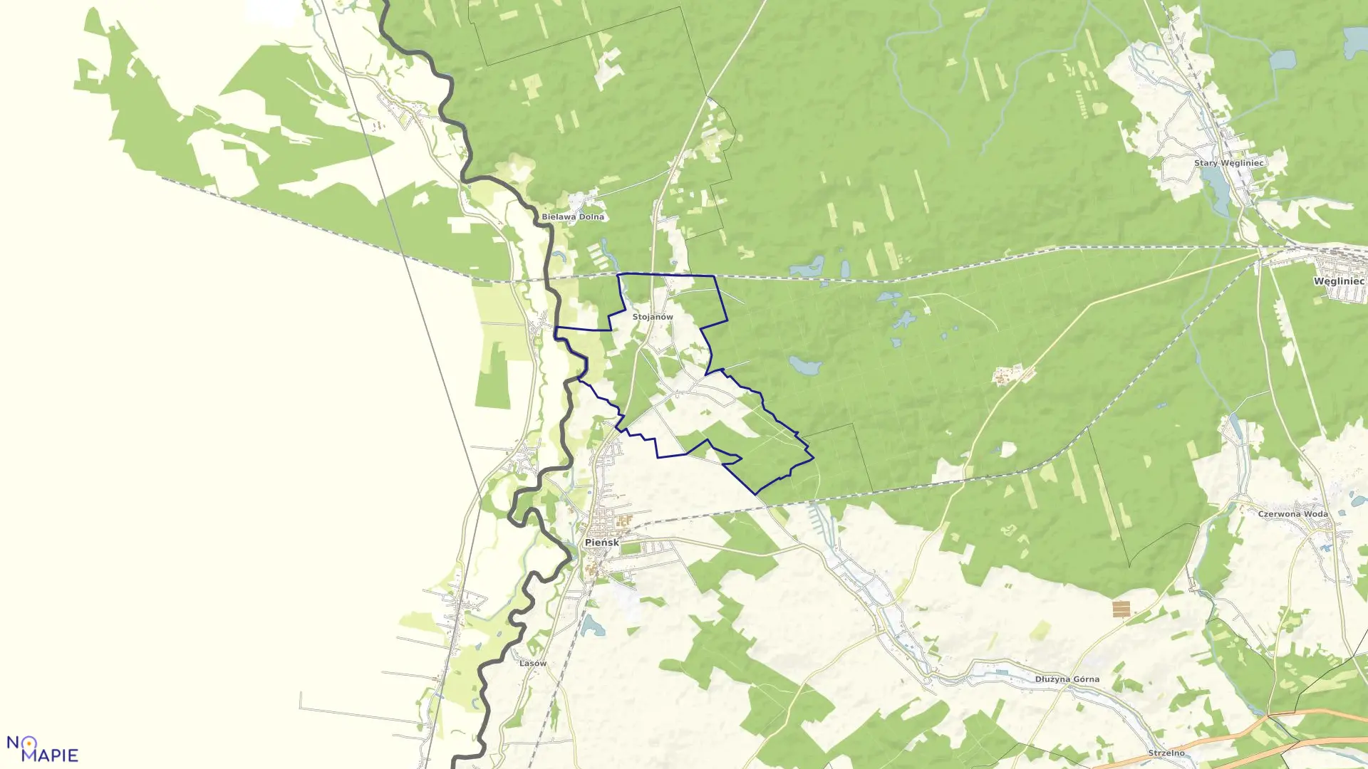 Mapa obrębu STOJANÓW w gminie Pieńsk